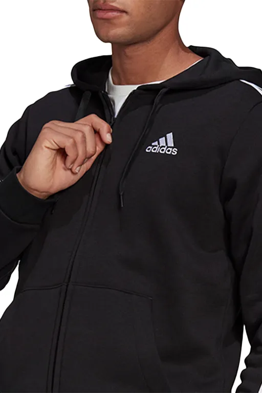 Adidas Men’s Essentials 3-Stripes Fleece Cut Full Zip Hoodie
