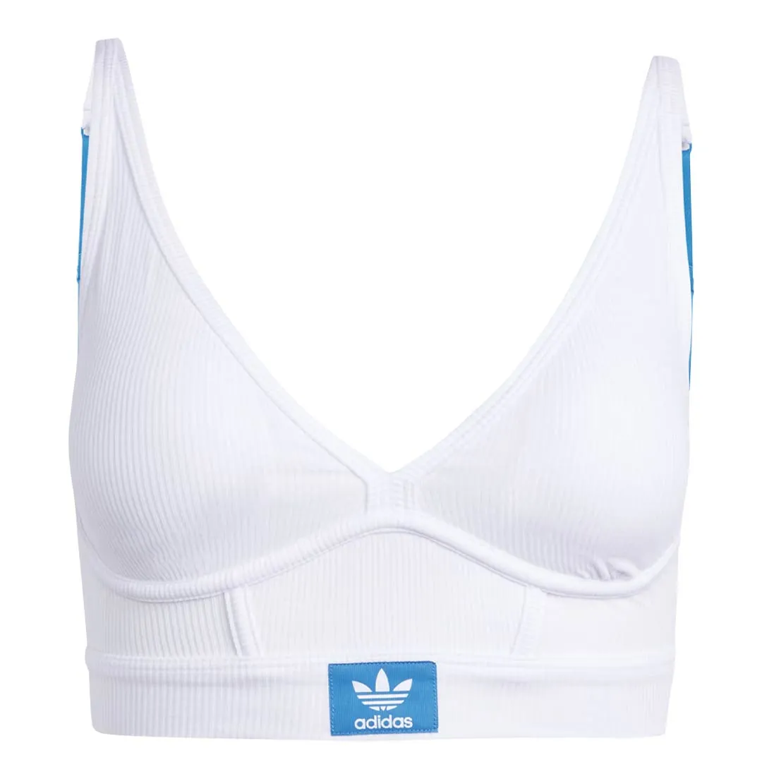 adidas - Women's Adicolor Flex Ribbed Cotton Two-Ply Plunge Brami Bra (GC3842)