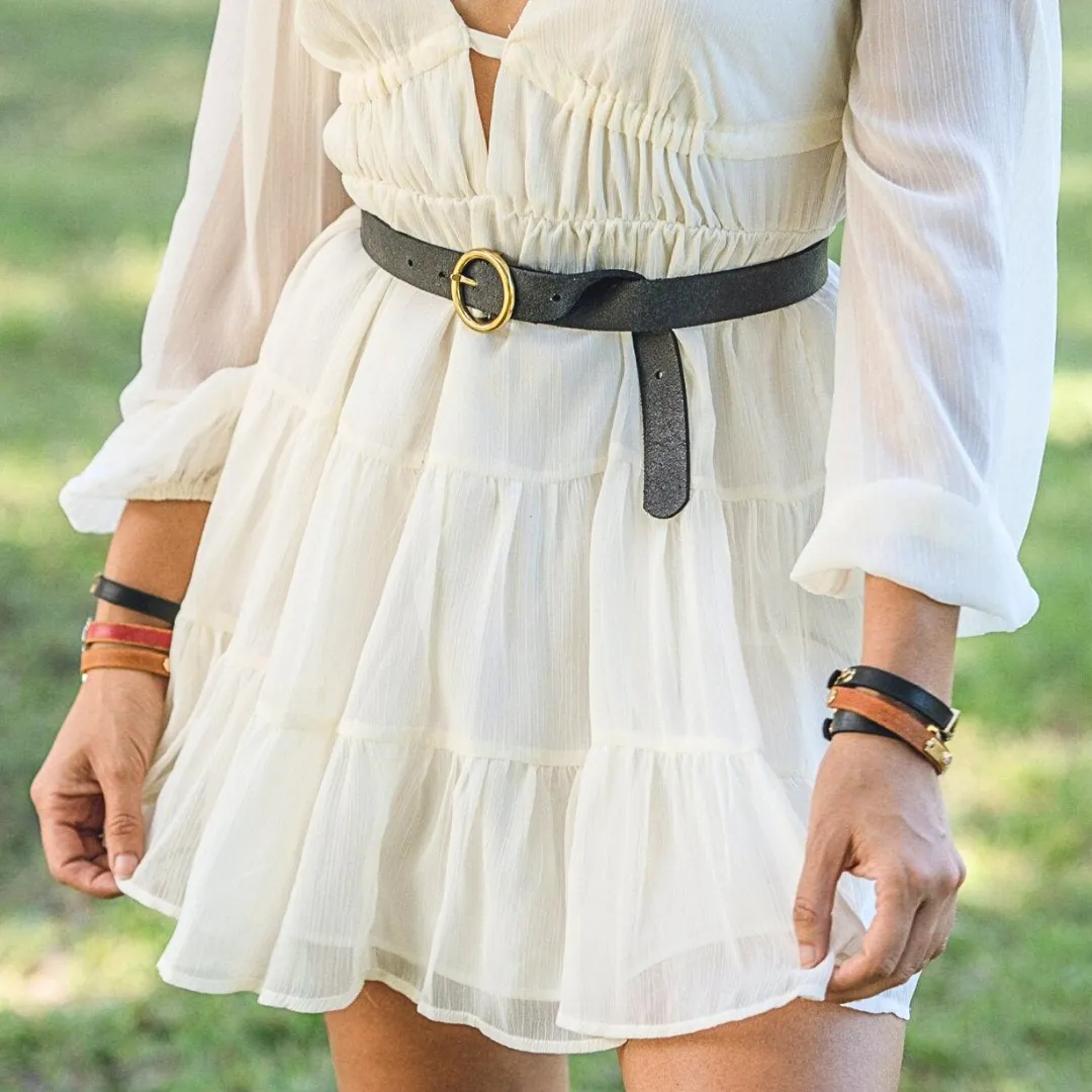 Basic Brass Ring Leather Belt