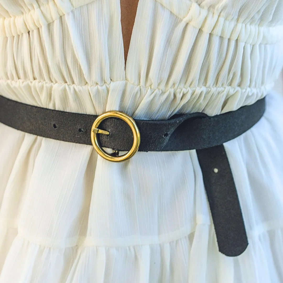 Basic Brass Ring Leather Belt