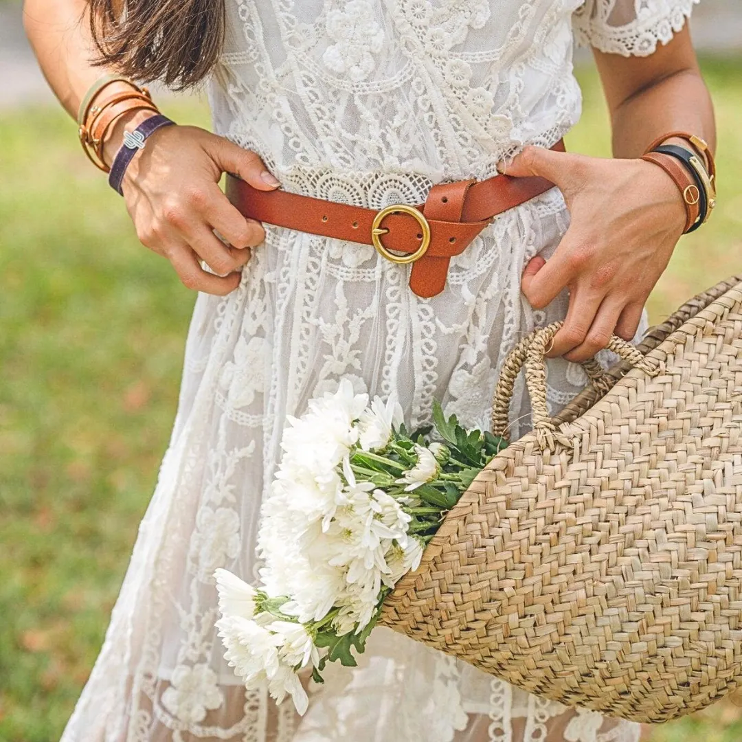 Basic Brass Ring Leather Belt