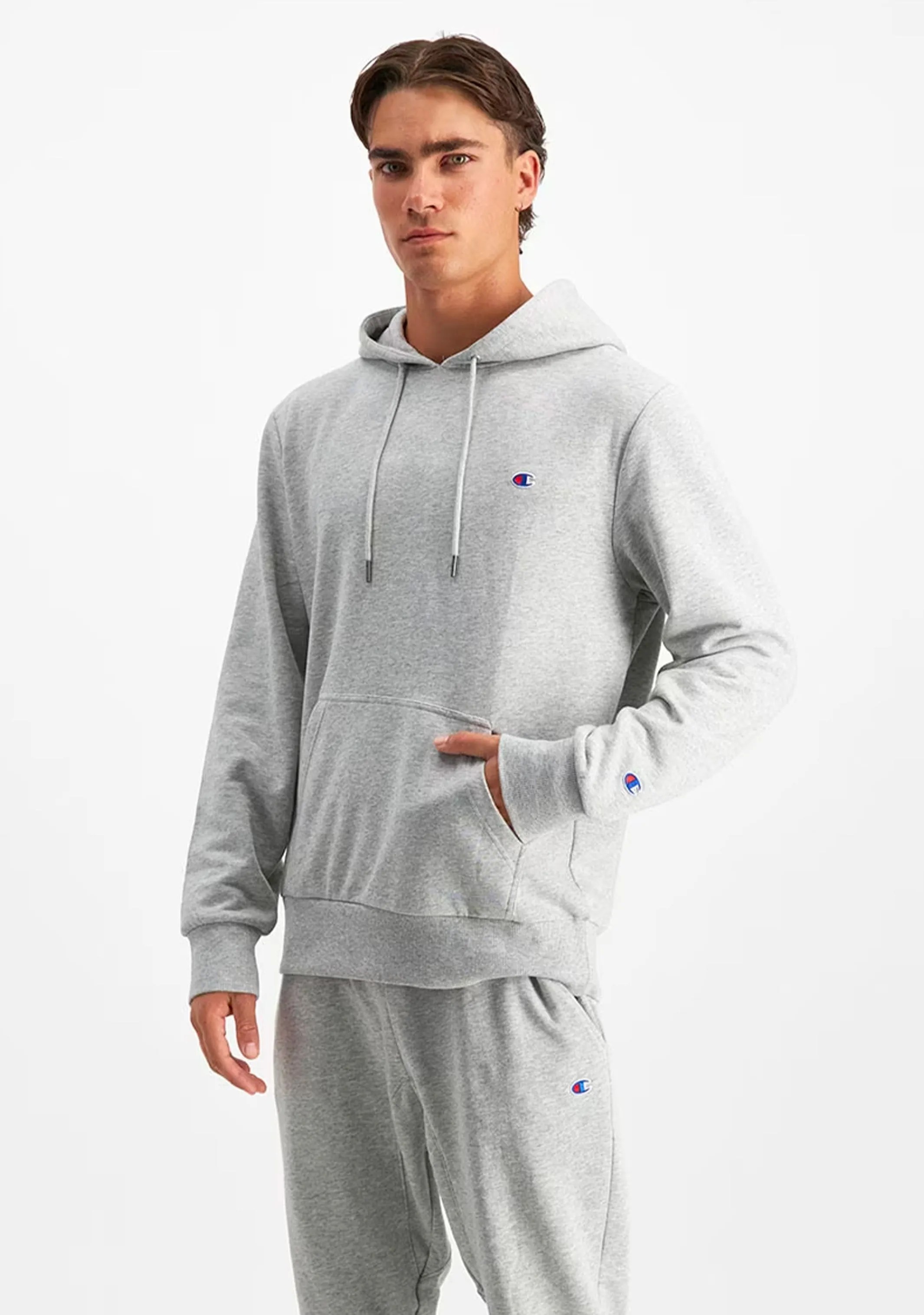Champion Men’s Lightweight French Terry C Logo Hoodie Oxford Heather