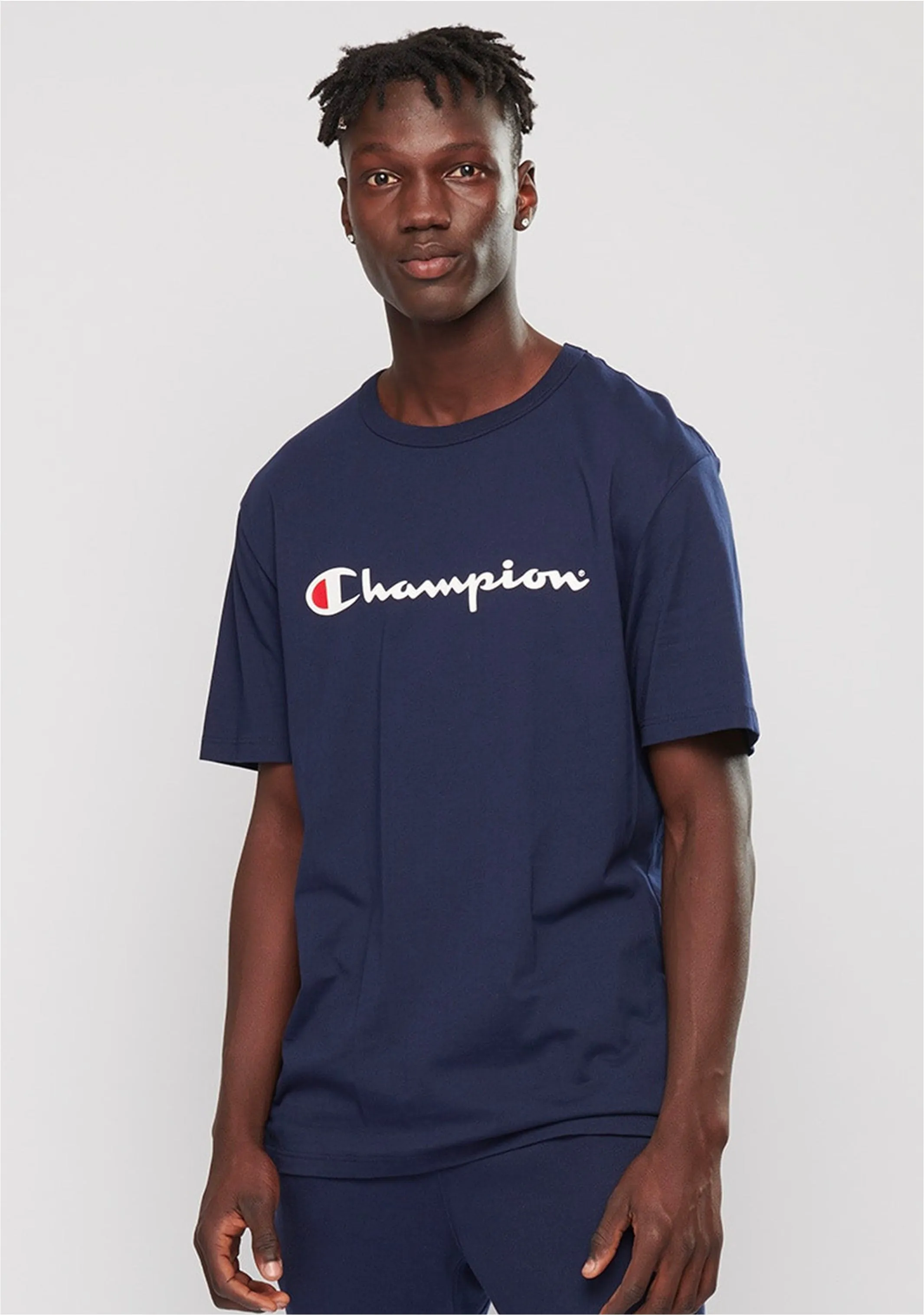 Champion Men's Script Logo Short Sleeve Tee Navy