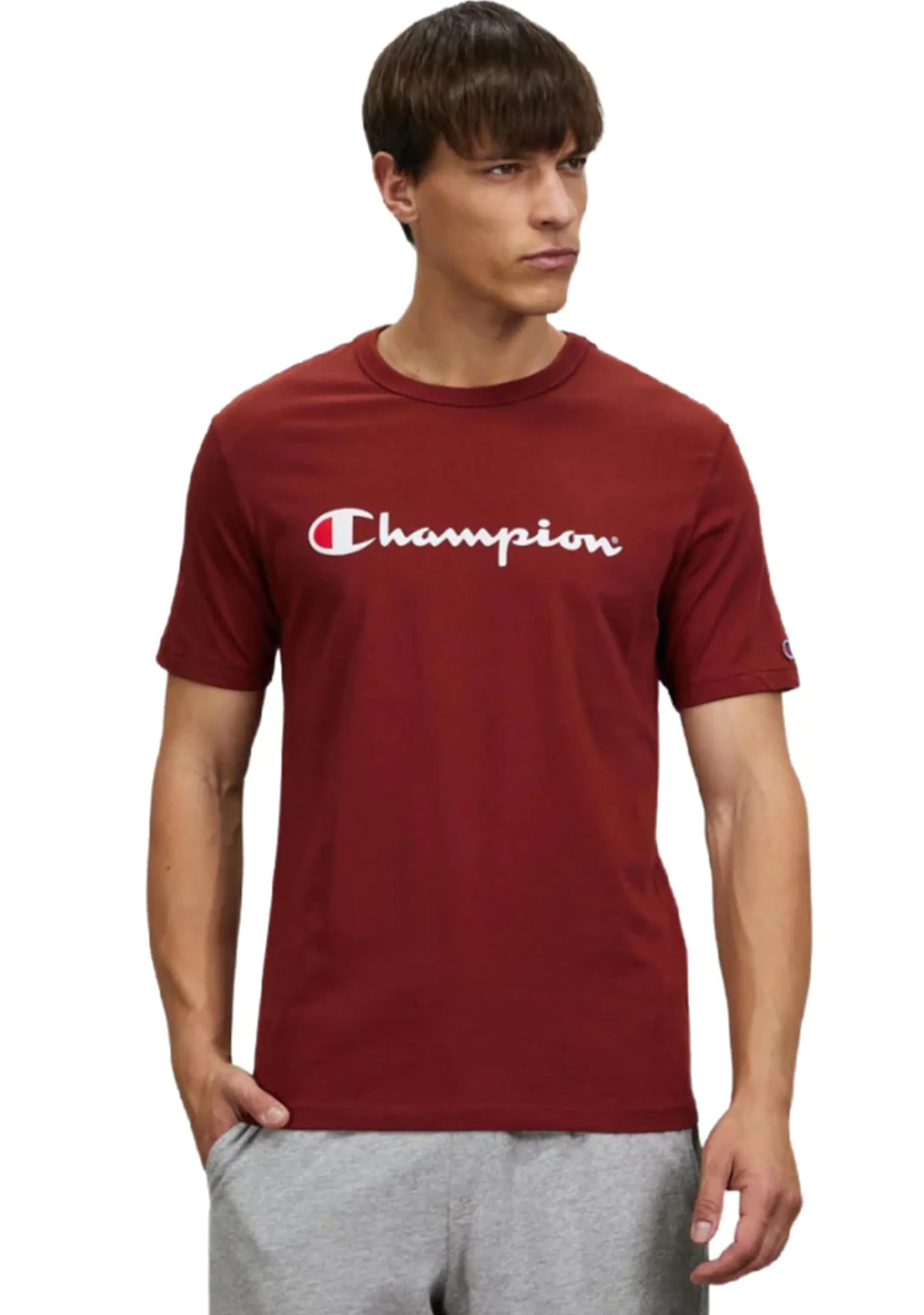 Champion Men's Script Logo Short Sleeve Tee Red/Brown