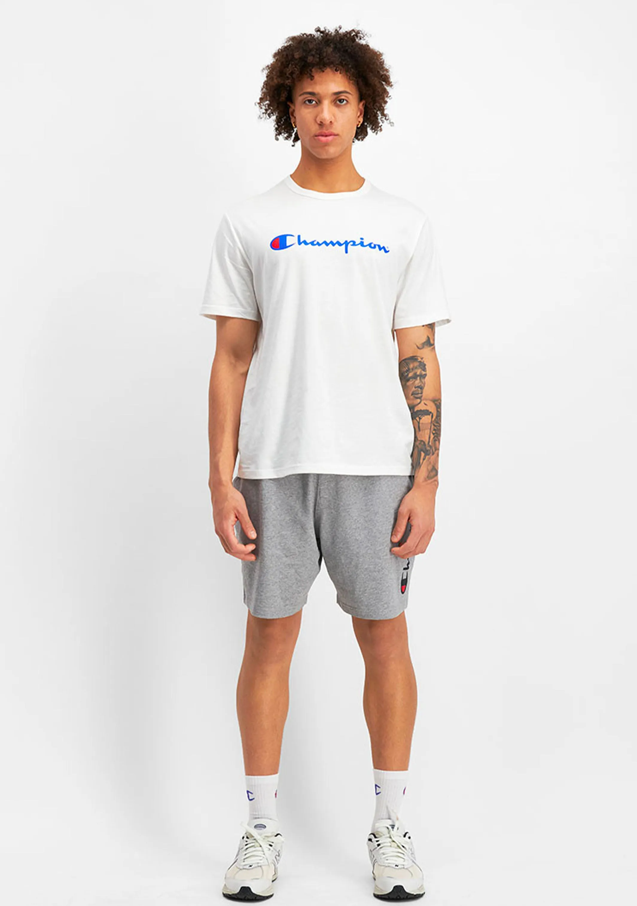 Champion Men's Script Logo Short Sleeve Tee White
