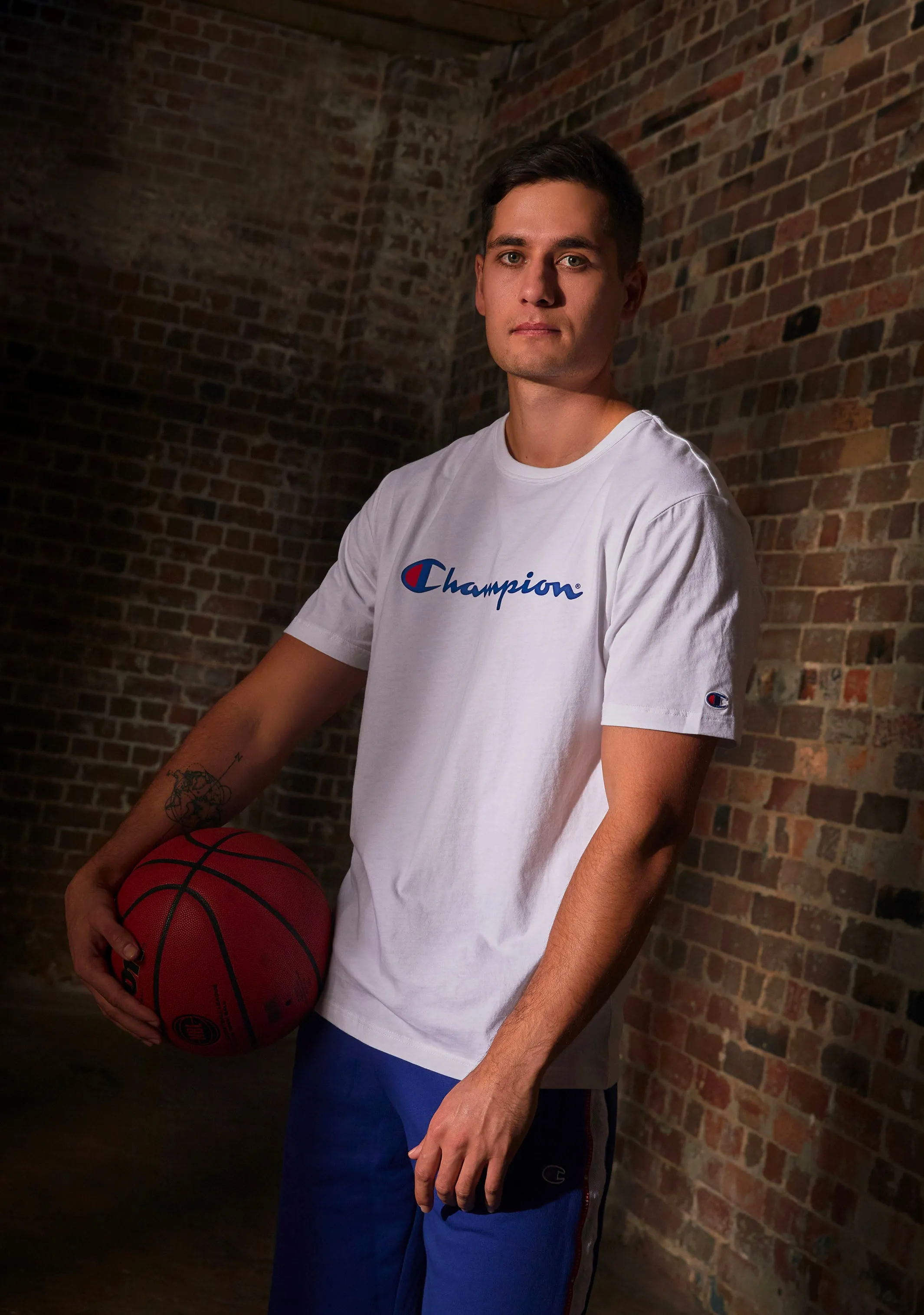 Champion Men's Script Logo Short Sleeve Tee White