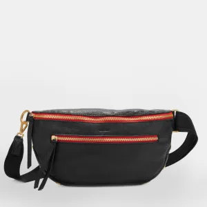 Charles Crossbody | Black/Brushed Gold Red Zip | Lrg