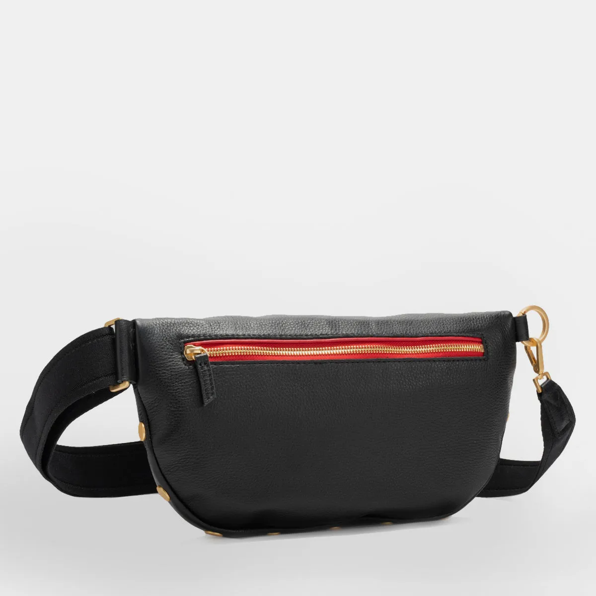 Charles Crossbody | Black/Brushed Gold Red Zip | Lrg
