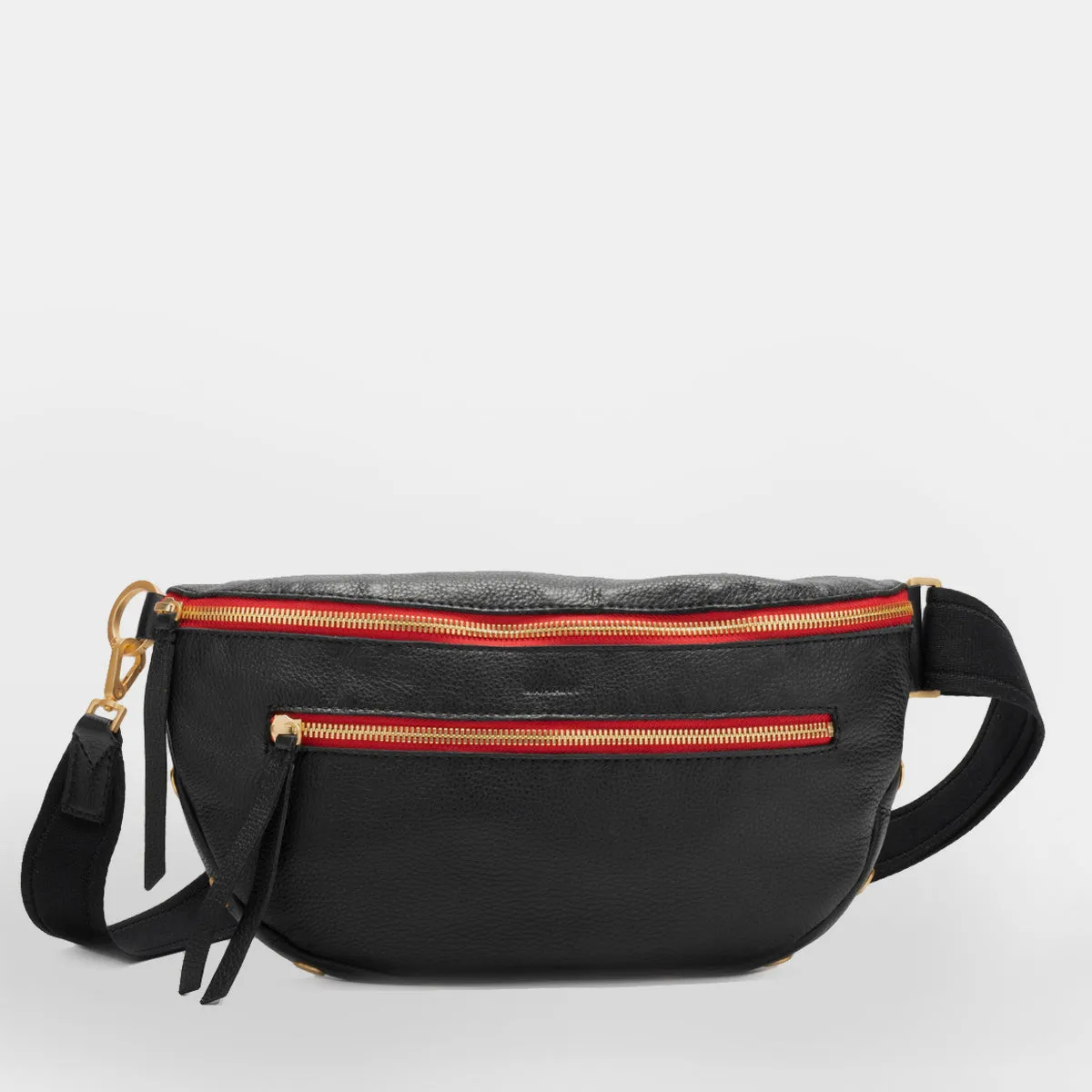 Charles Crossbody | Black/Brushed Gold Red Zip | Lrg