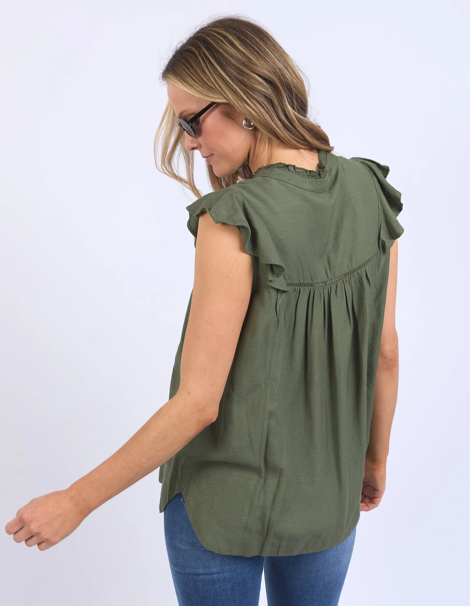 Elm Market Lace Trim Blouse Clover