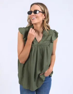 Elm Market Lace Trim Blouse Clover