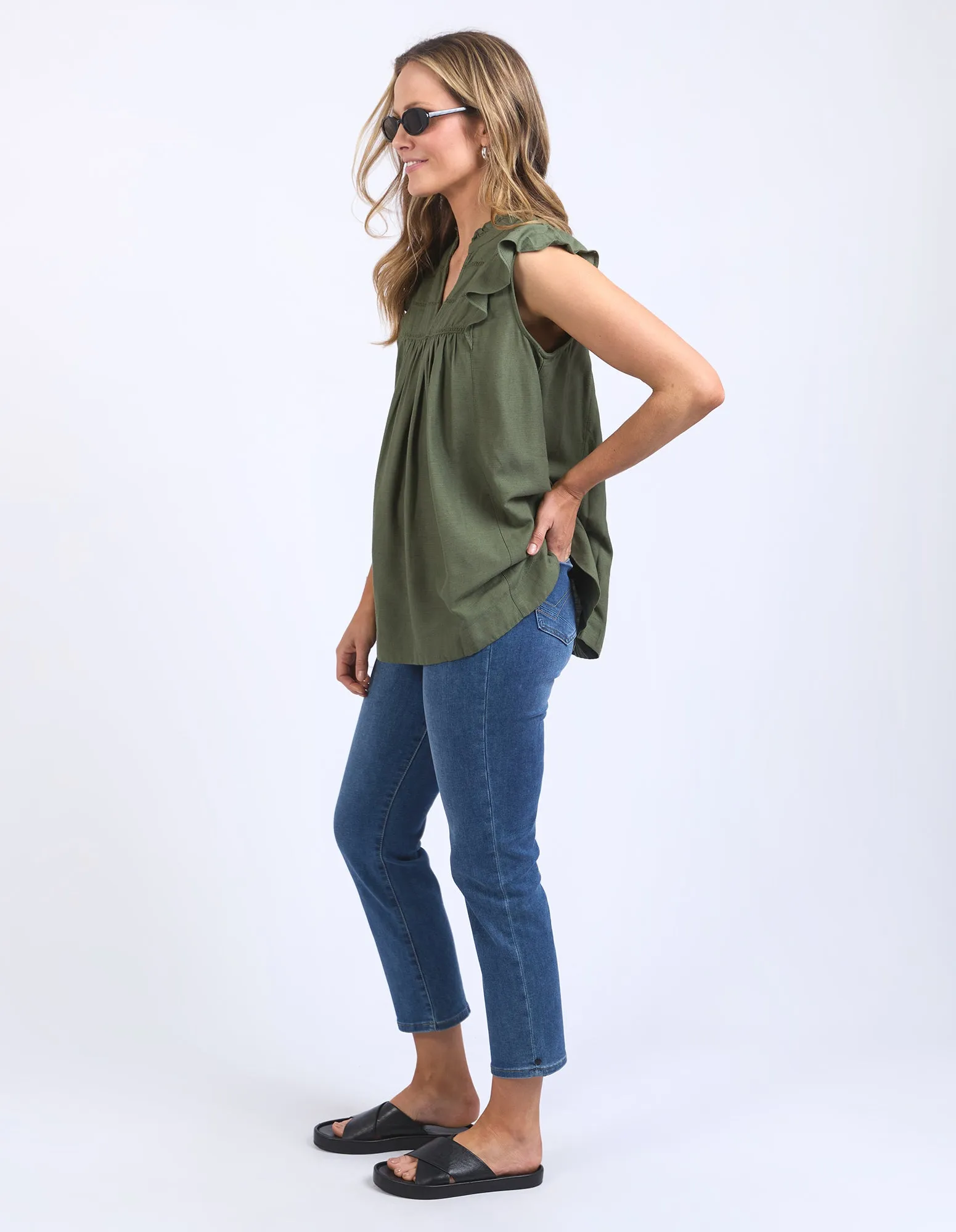 Elm Market Lace Trim Blouse Clover