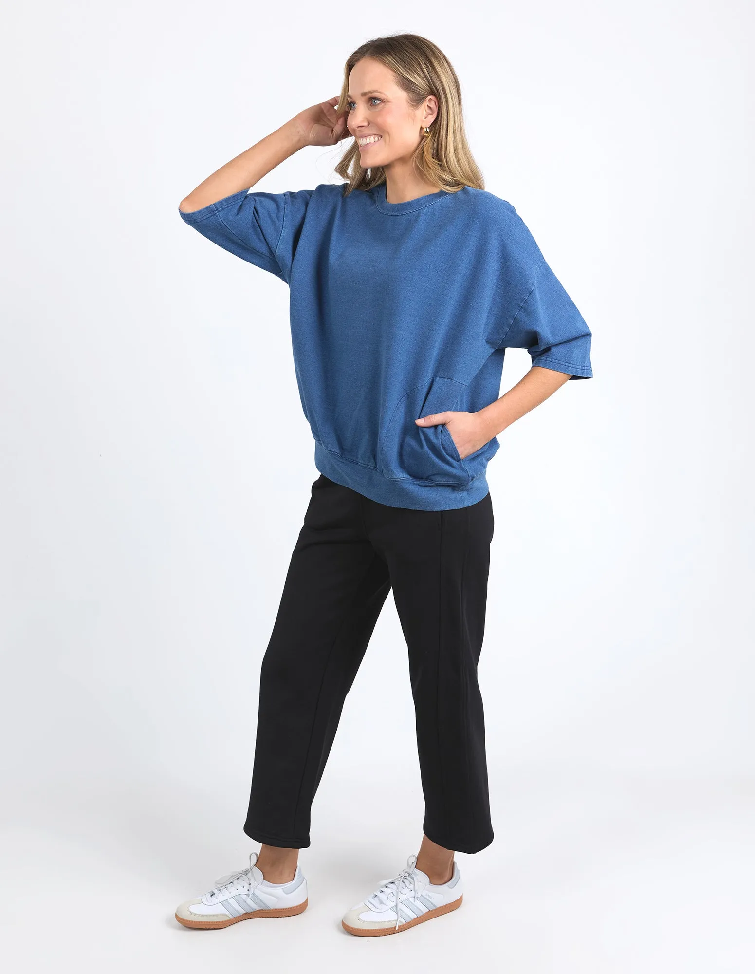 Elm Mazie Sweat Denim Look Washed Blue
