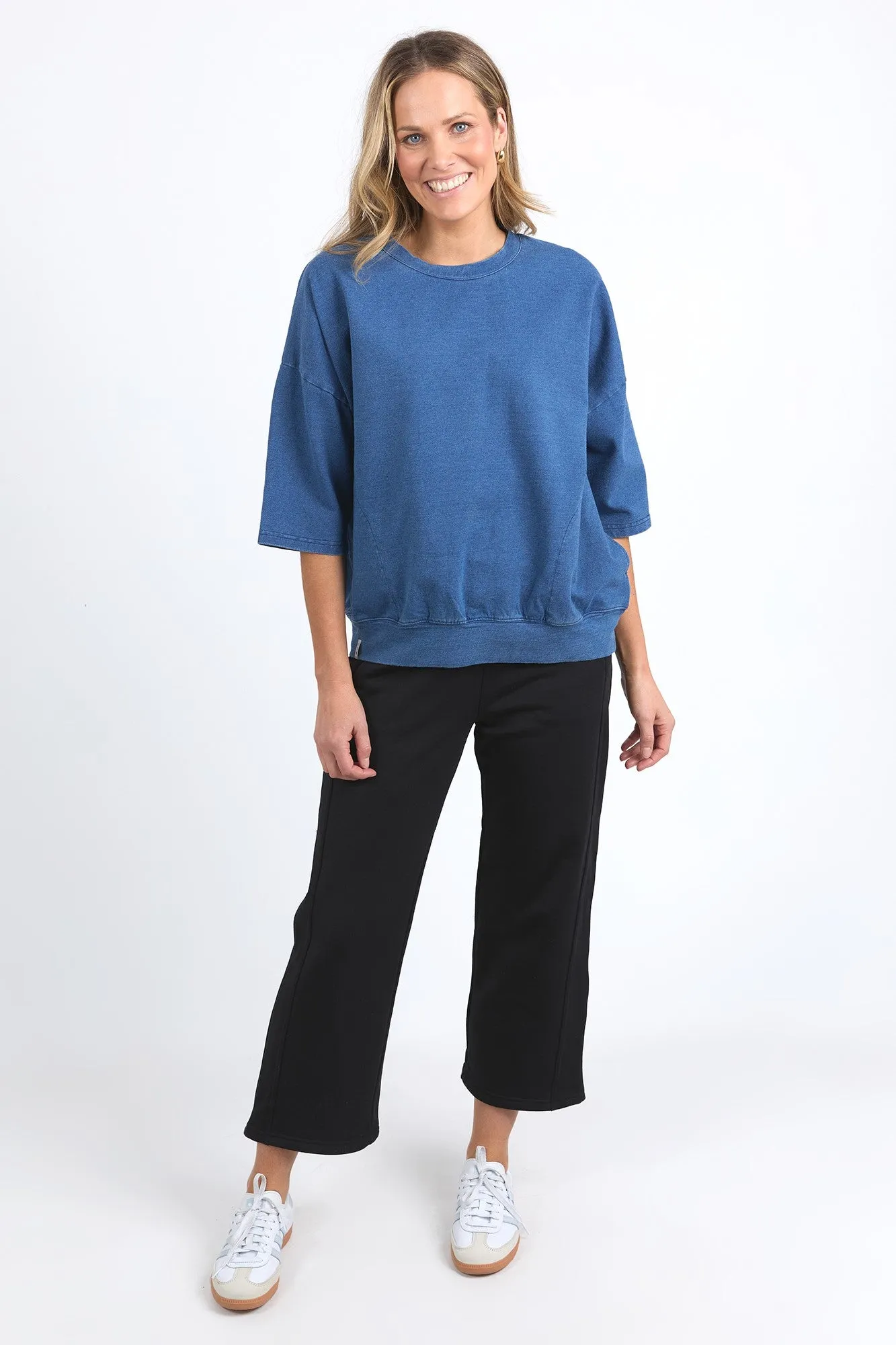 Elm Mazie Sweat Denim Look Washed Blue