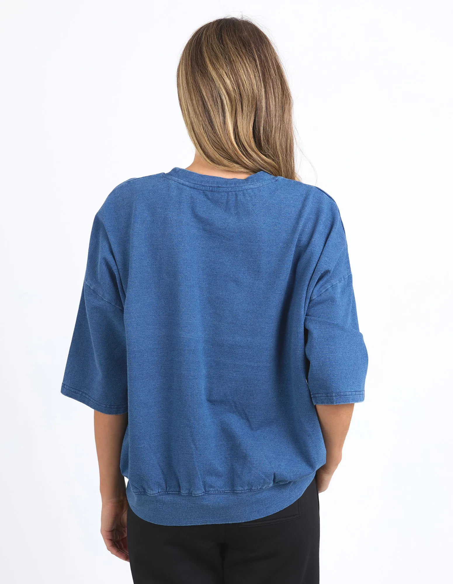 Elm Mazie Sweat Denim Look Washed Blue