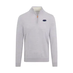 Florida Atlantic Light Grey Melange Cashmere Touch Australian Merino Quarter Zip Sweater