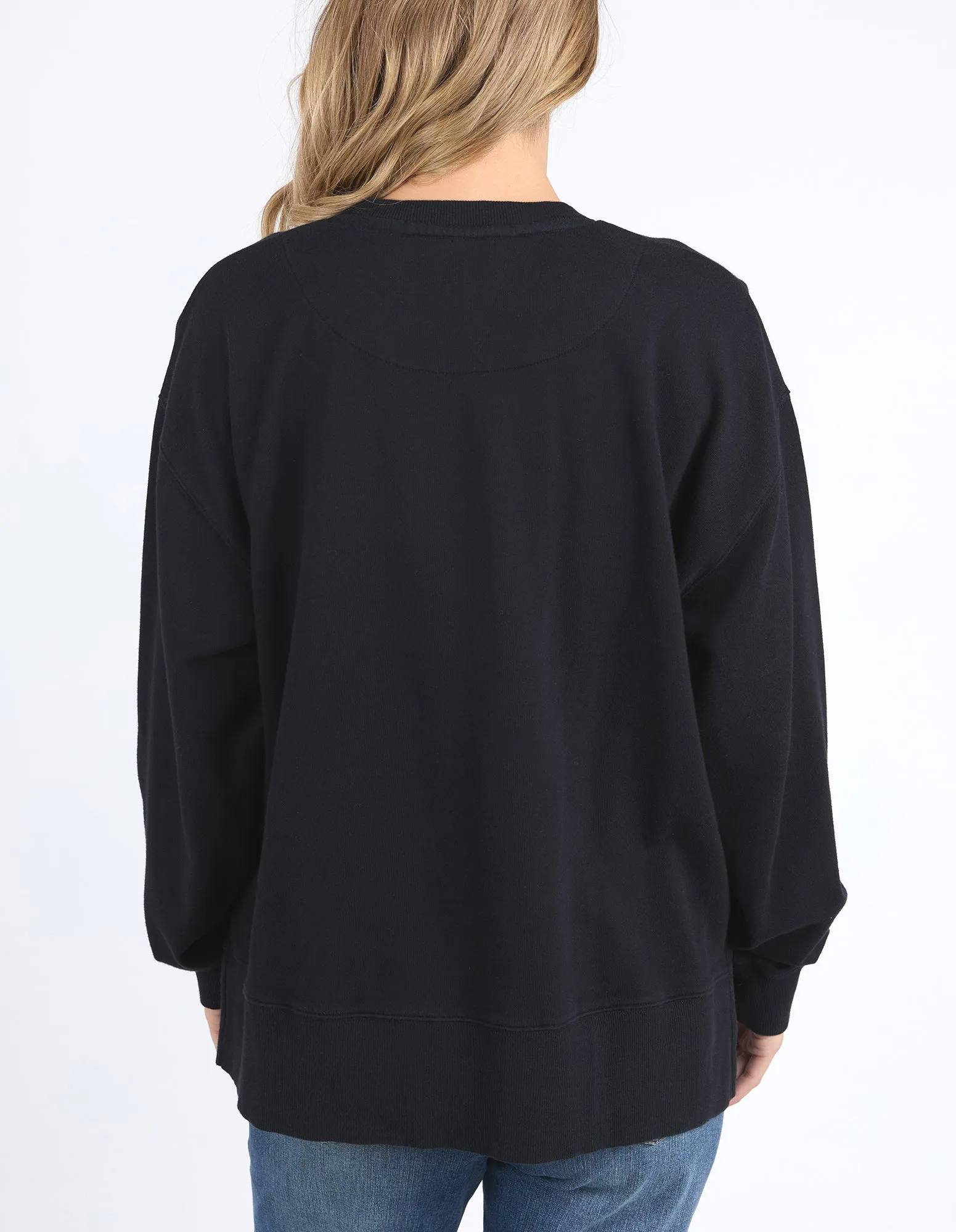 Foxwood Stamped Floral Crew Black