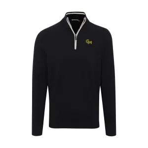 George Mason Black with White Trim Luxury Touch Cotton and Cashmere Quarter Zip Sweater