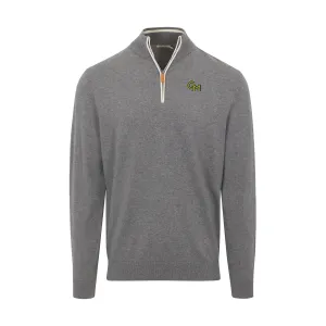 George Mason Grey with White Trim Luxury Touch Cotton and Cashmere Quarter Zip Sweater