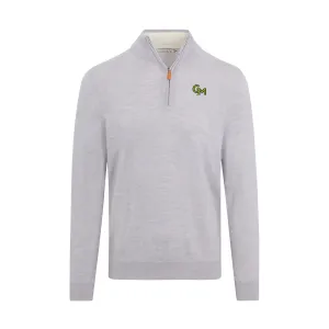 George Mason Light Grey Melange Cashmere Touch Australian Merino Quarter Zip Sweater