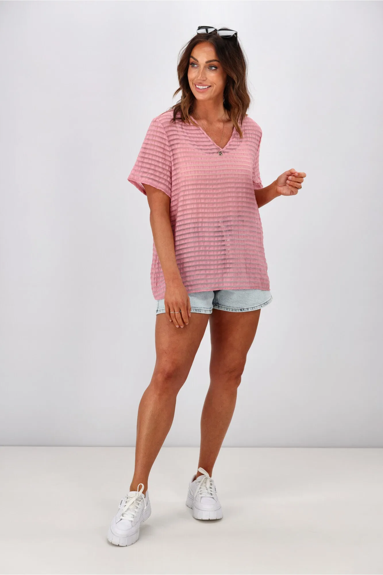 Gloss by Shine On Bobbi Textured Top Rose Pink