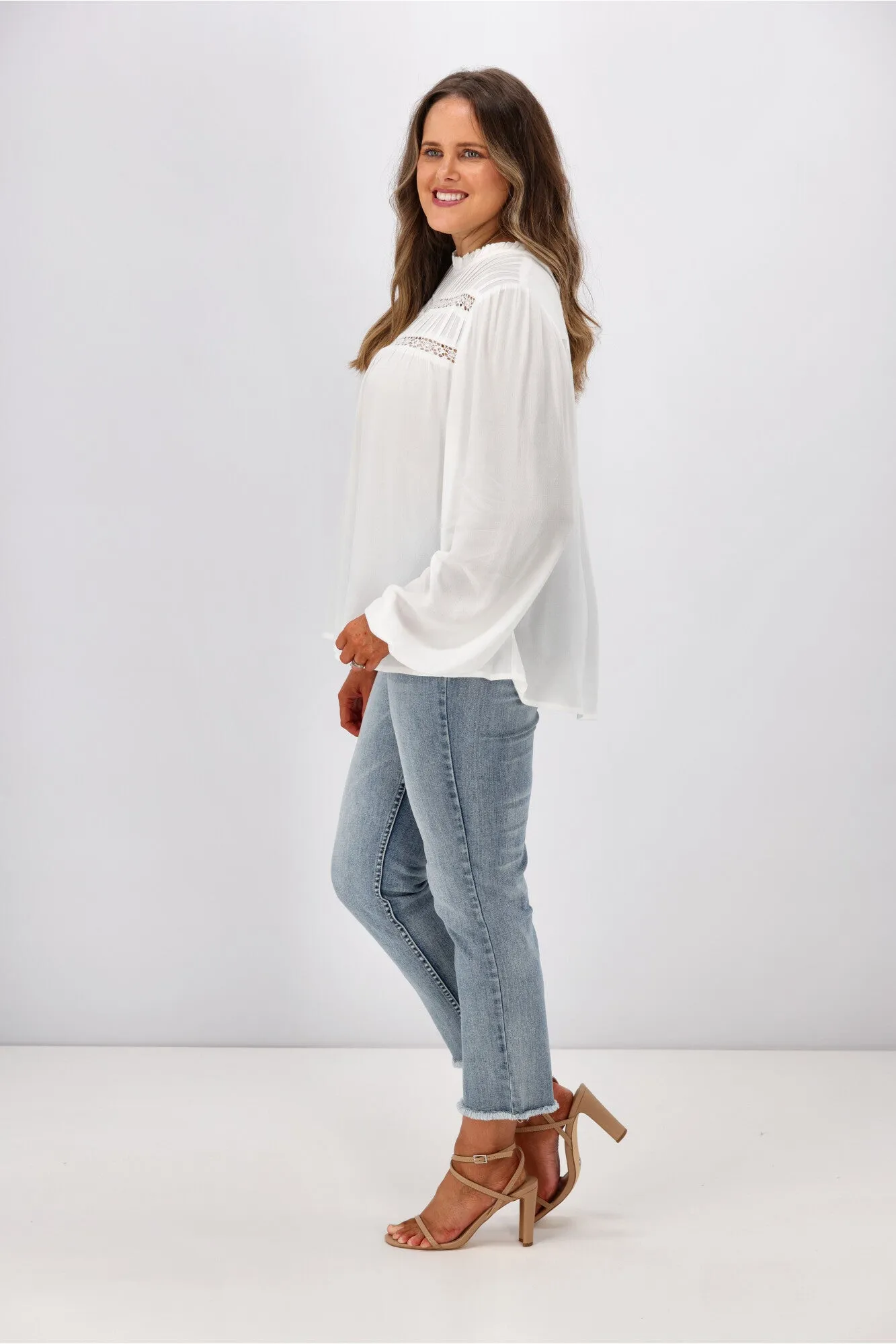 Gloss by Shine On Dixie Lace Trim Top Ivory