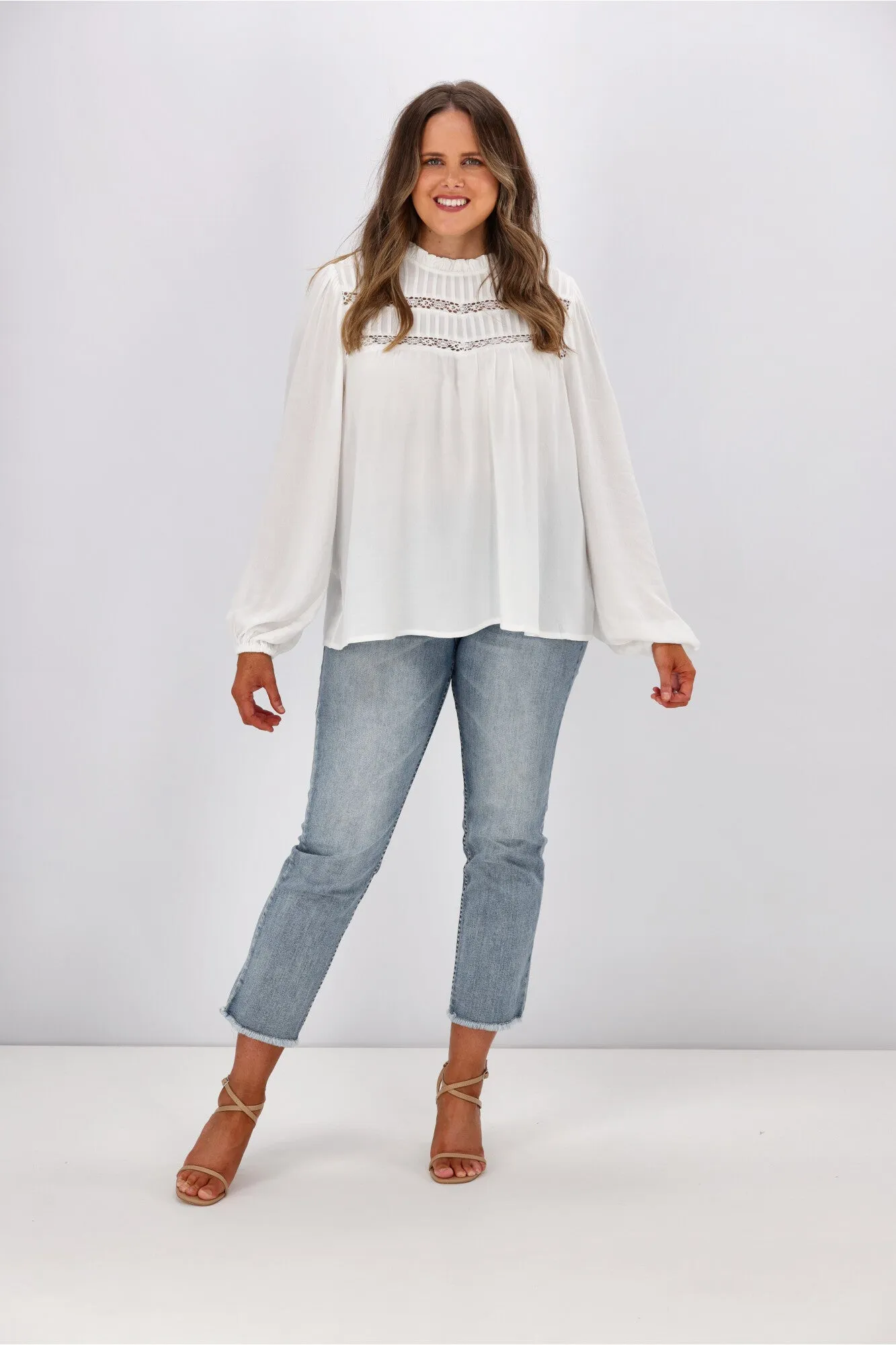 Gloss by Shine On Dixie Lace Trim Top Ivory