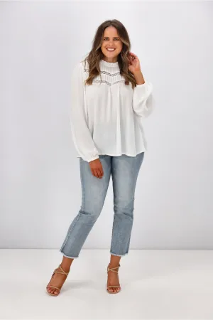 Gloss by Shine On Dixie Lace Trim Top Ivory