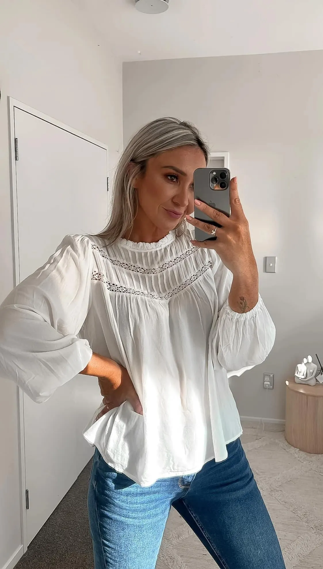 Gloss by Shine On Dixie Lace Trim Top Ivory