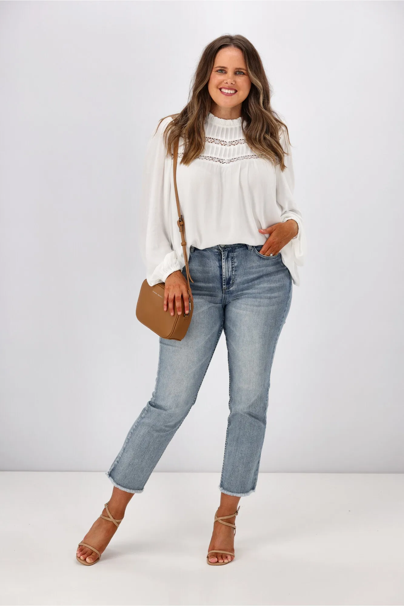 Gloss by Shine On Dixie Lace Trim Top Ivory