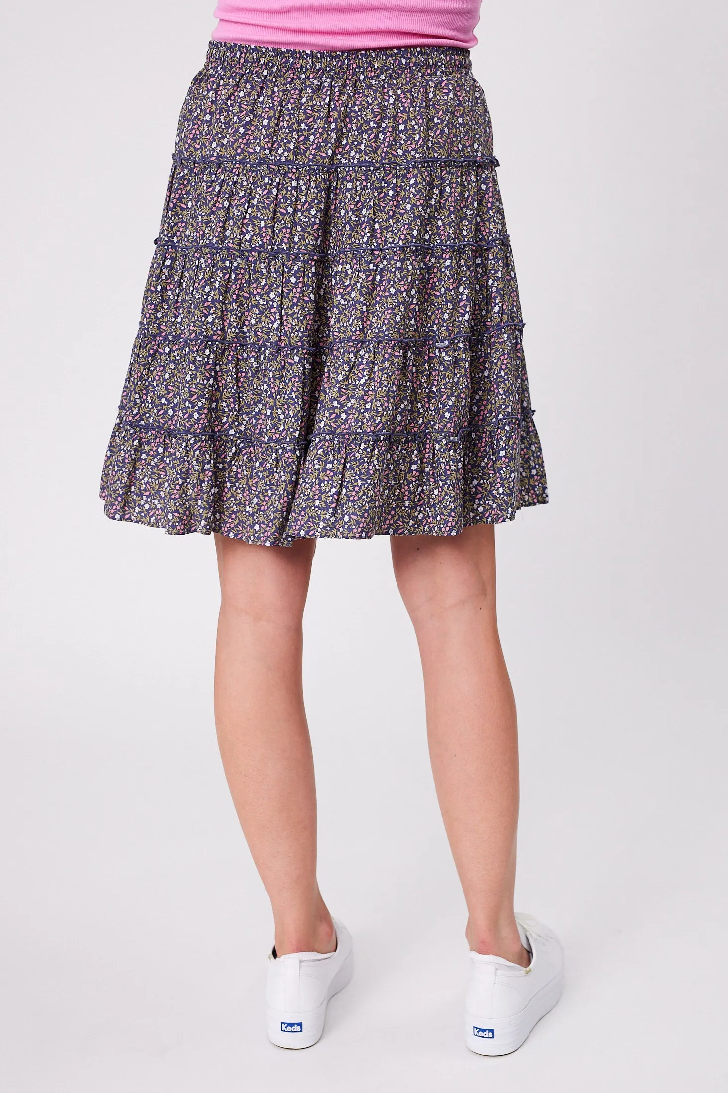 Gloss by Shine On Mirielle Mini Skirt Black Blue Floral