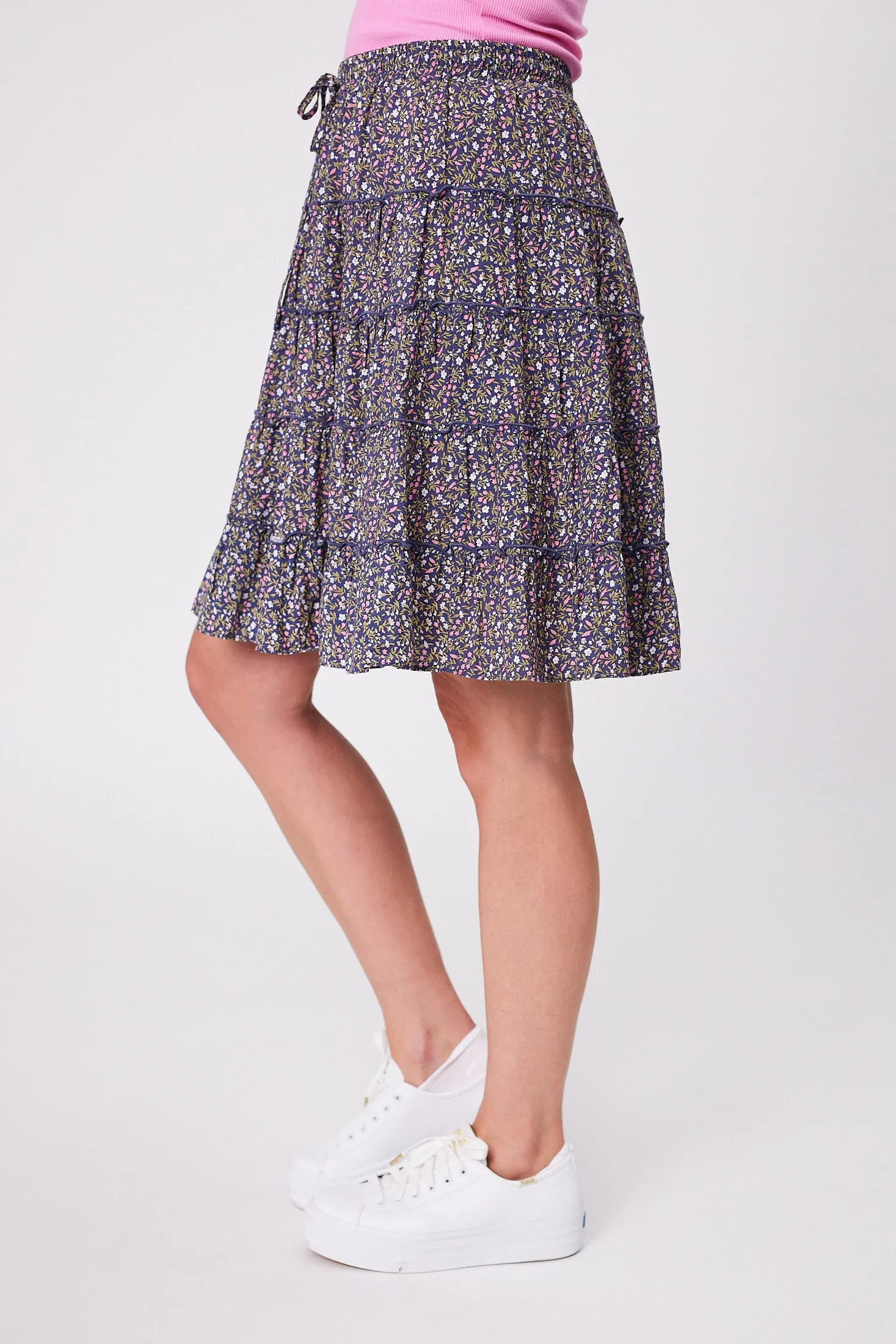 Gloss by Shine On Mirielle Mini Skirt Black Blue Floral