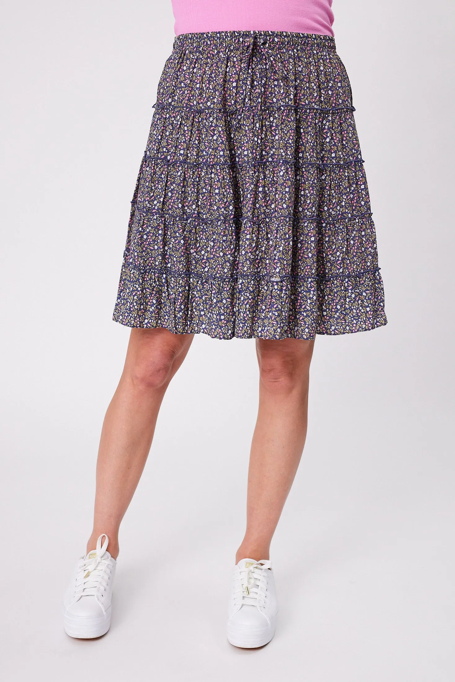 Gloss by Shine On Mirielle Mini Skirt Black Blue Floral