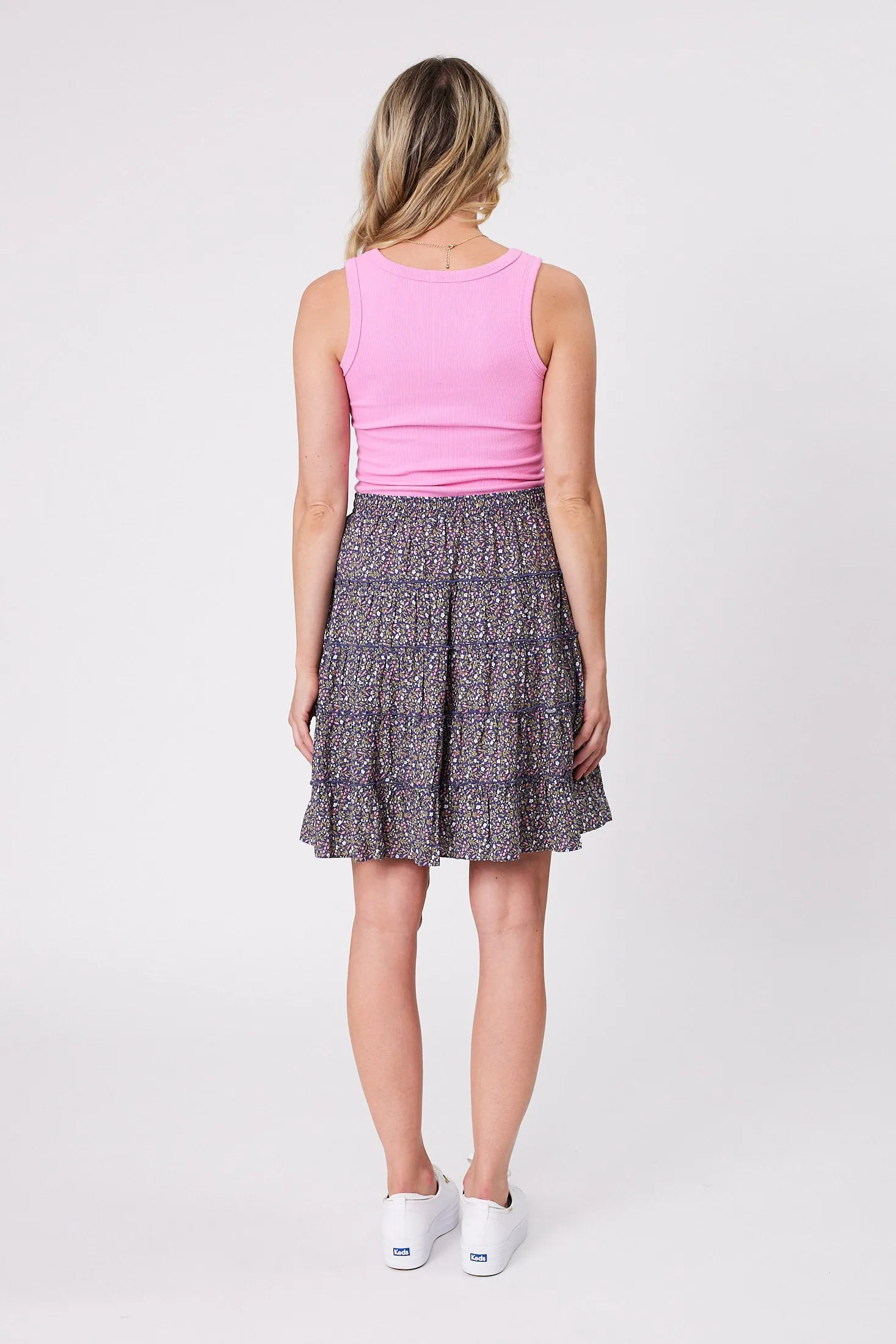 Gloss by Shine On Mirielle Mini Skirt Black Blue Floral