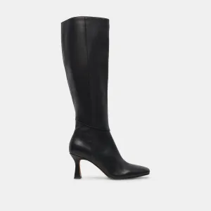 GYRA WIDE CALF BOOTS BLACK LEATHER - re:vita
