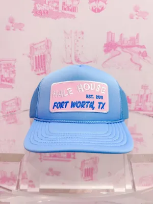 HALE HOUSE FORT WORTH TX PATCH TRUCKER HAT - BLUE