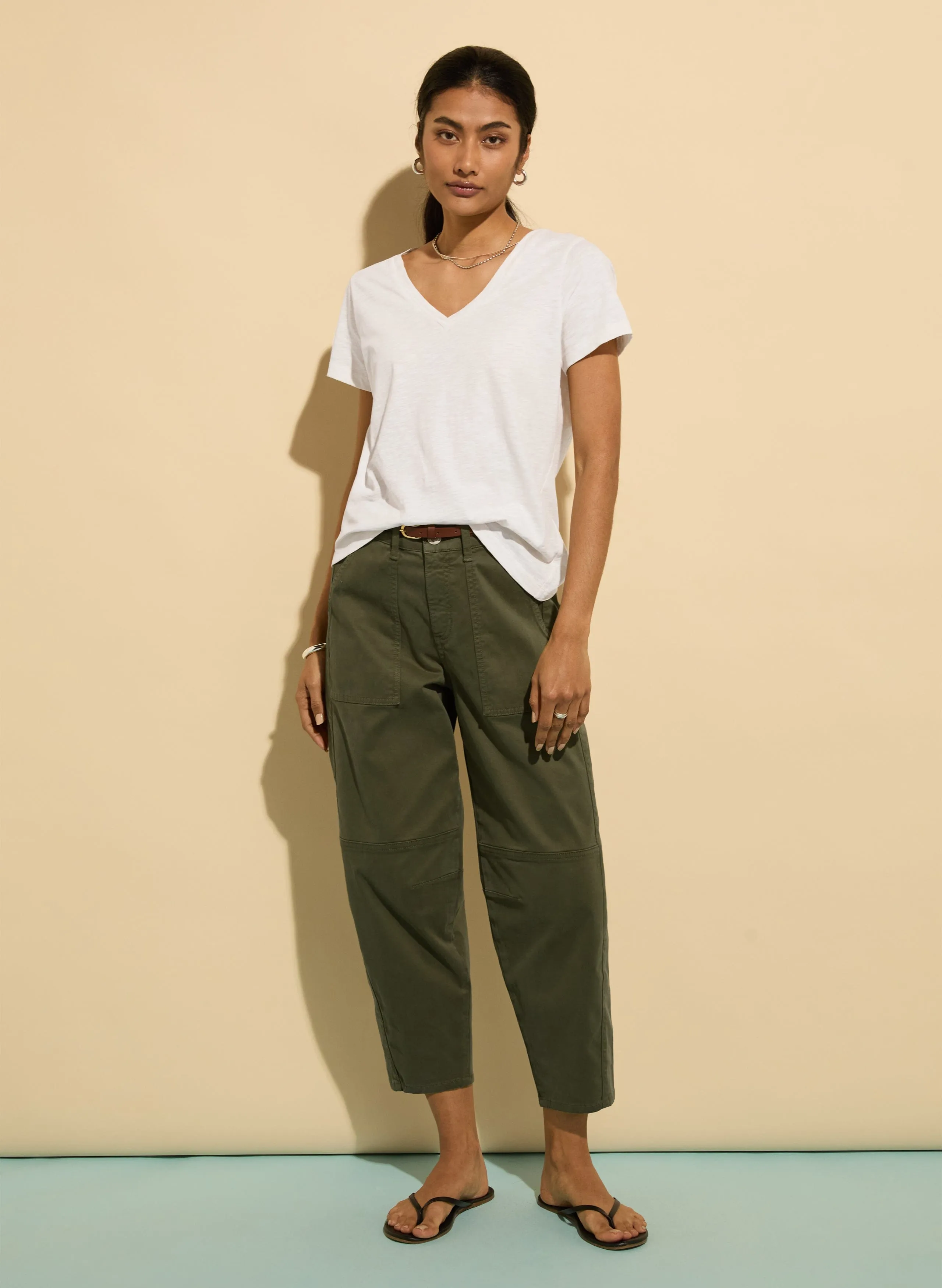 Hanorah Organic Cotton V-Neck Tee | Pure White