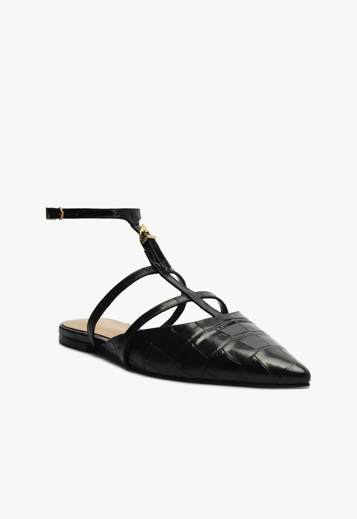 Hayden Ballet Crocodile-Embossed Leather Flat