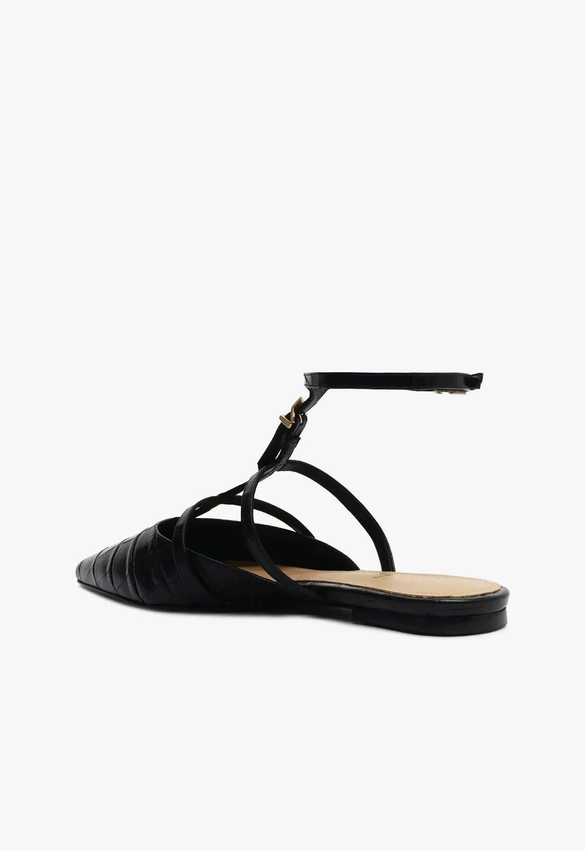 Hayden Ballet Crocodile-Embossed Leather Flat