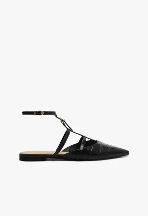 Hayden Ballet Crocodile-Embossed Leather Flat
