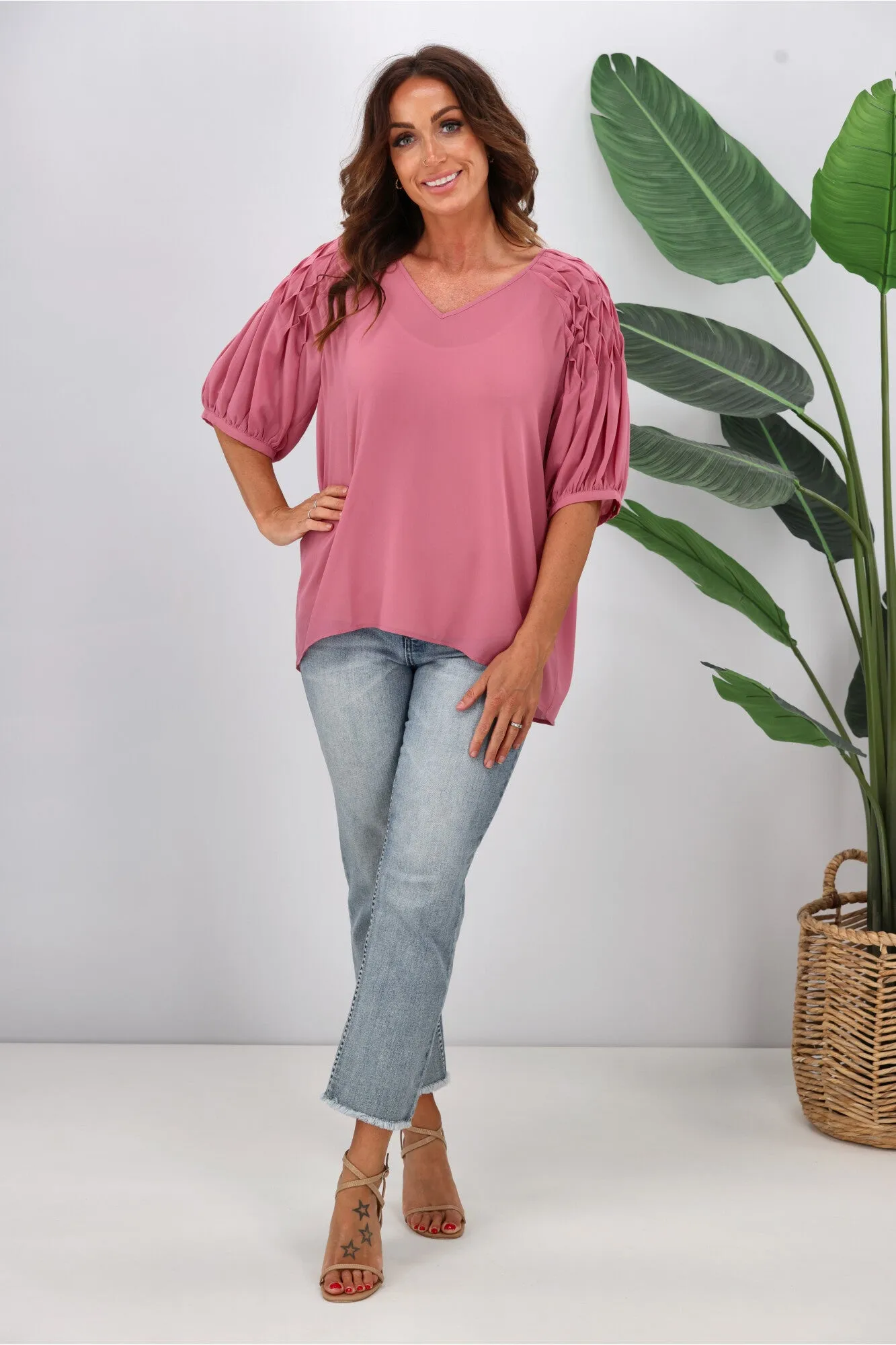 Jane James Sophia Smocking Detail Blouse Pink