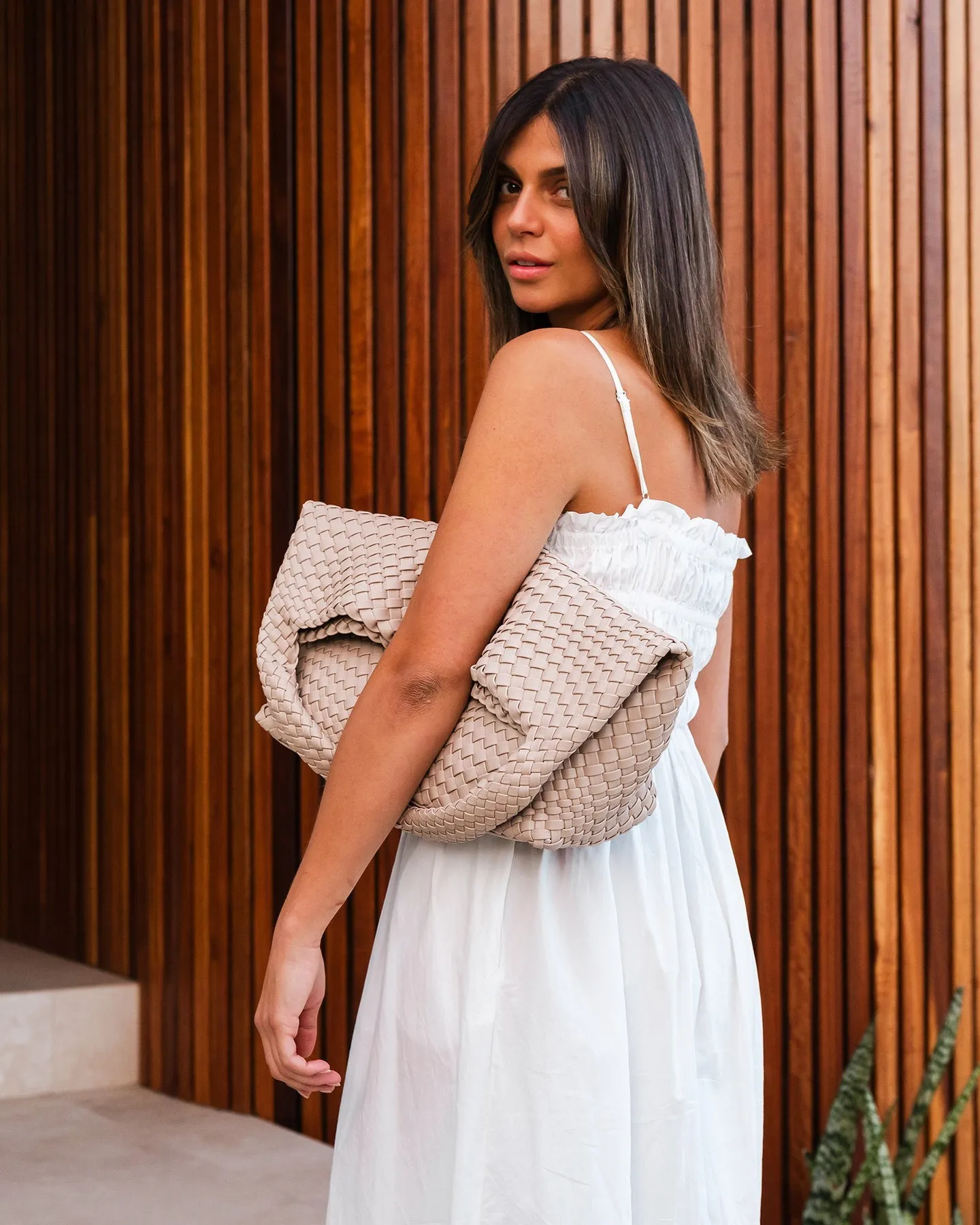 Louenhide Gabby Woven Shoulder Bag Malt