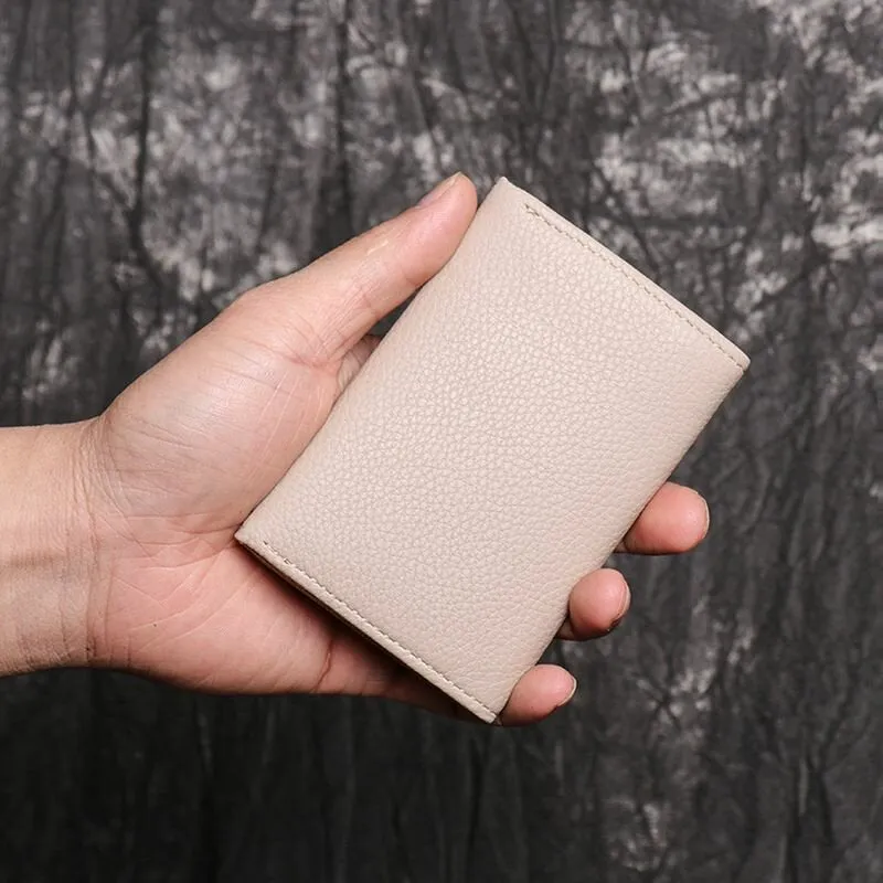 Men Genuine Leather Multi-slot Business Retro Easy Carry Short Card Holder Wallet