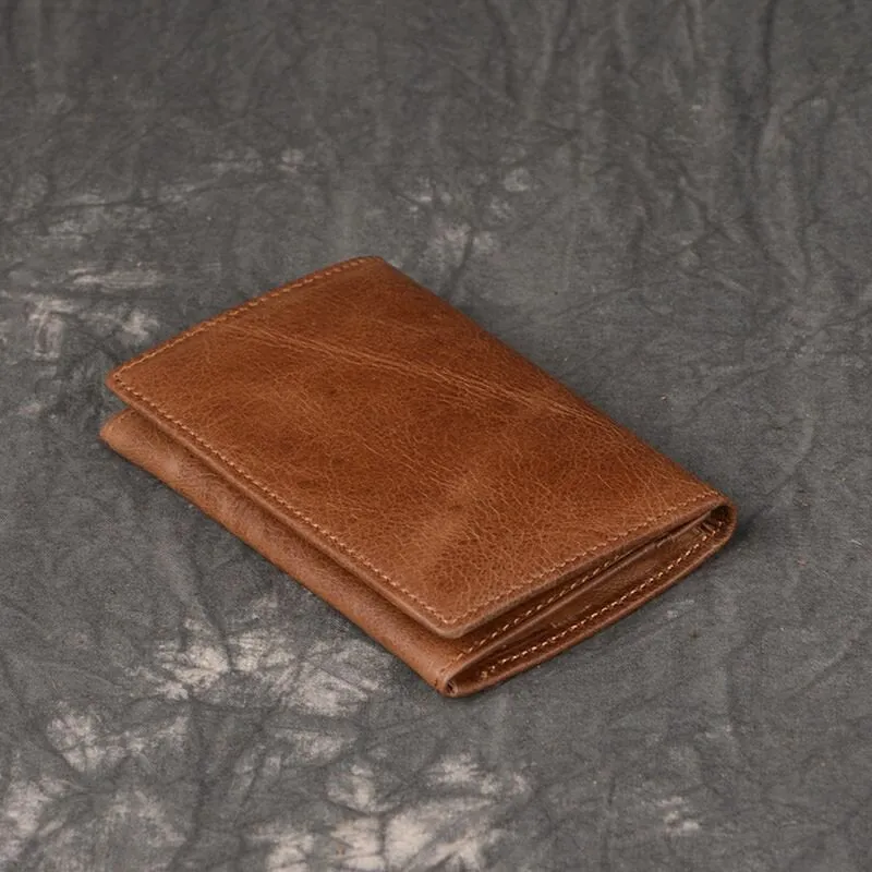 Men Genuine Leather Multi-slot Business Retro Easy Carry Short Card Holder Wallet