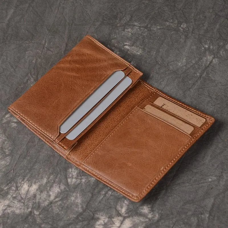 Men Genuine Leather Multi-slot Business Retro Easy Carry Short Card Holder Wallet