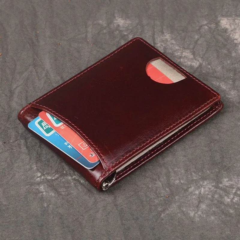 Men Genuine Leather RFID Anti-theft Antimagnetic Swipe Easy Carry Card Bag Money Clip Wallet