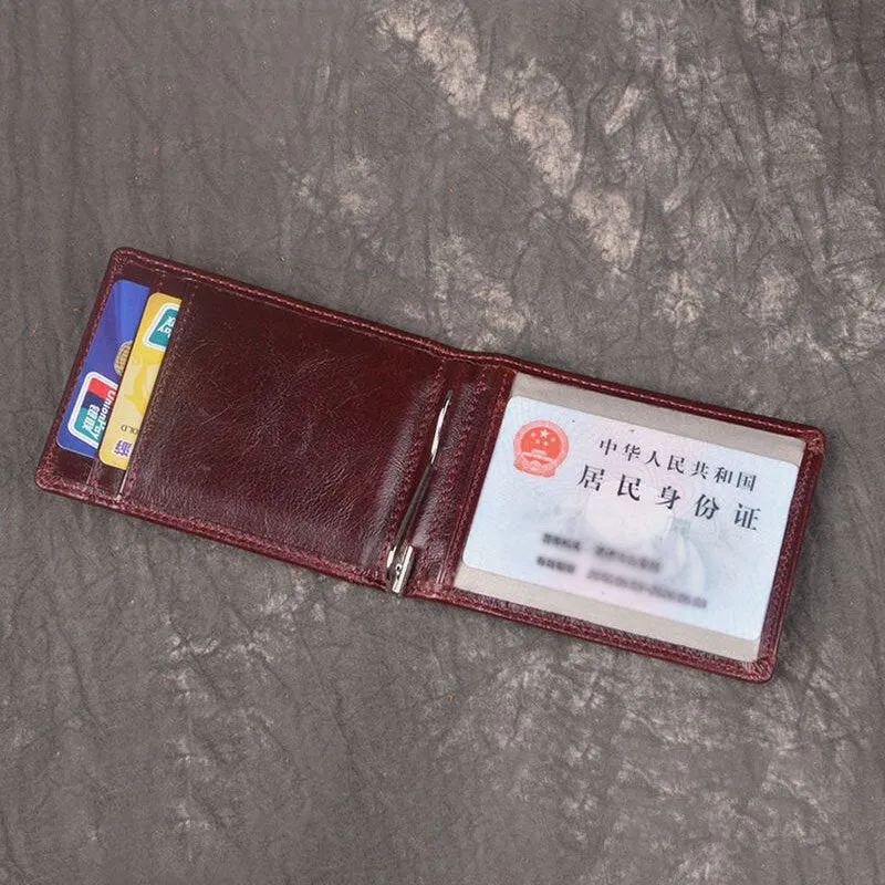 Men Genuine Leather RFID Anti-theft Antimagnetic Swipe Easy Carry Card Bag Money Clip Wallet