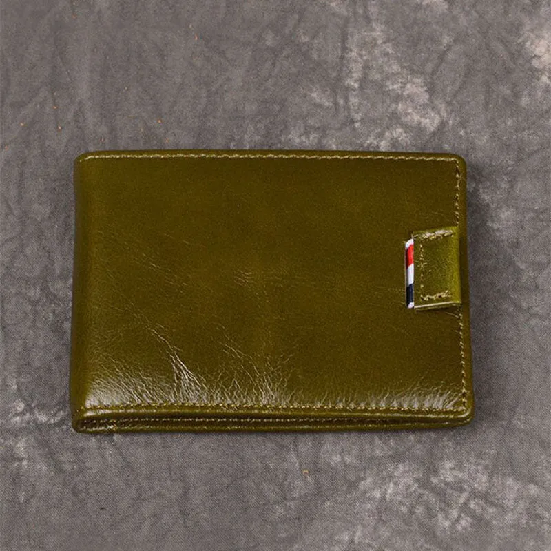 Men Genuine Leather RFID Anti-theft Antimagnetic Swipe Easy Carry Card Bag Money Clip Wallet