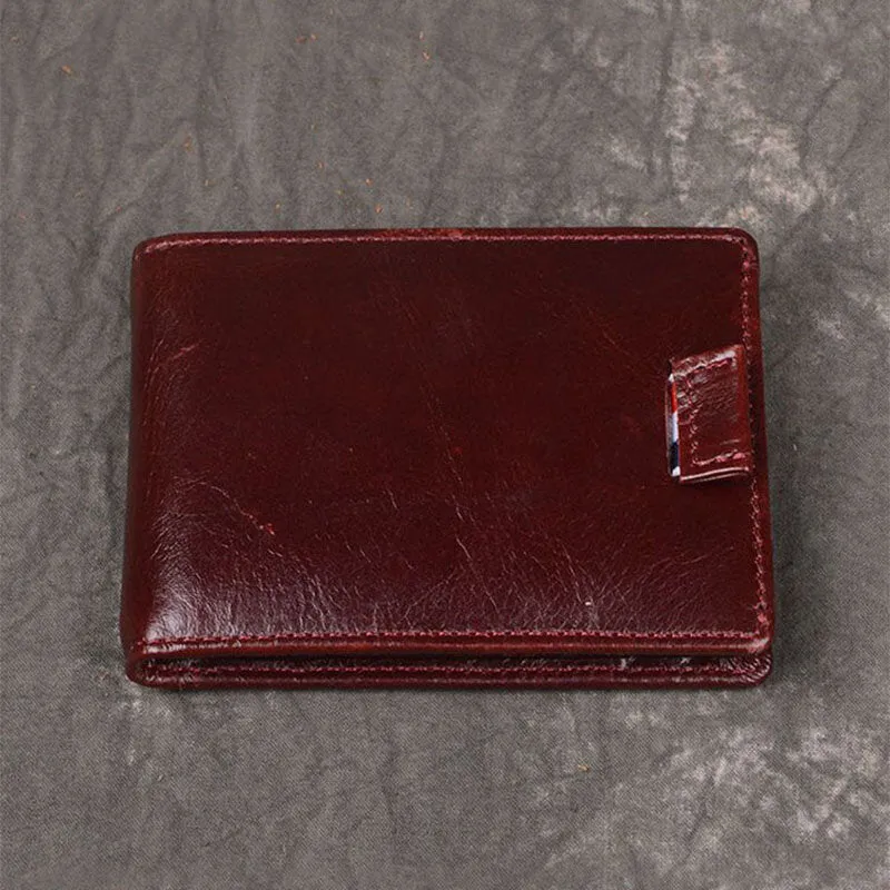 Men Genuine Leather RFID Anti-theft Antimagnetic Swipe Easy Carry Card Bag Money Clip Wallet
