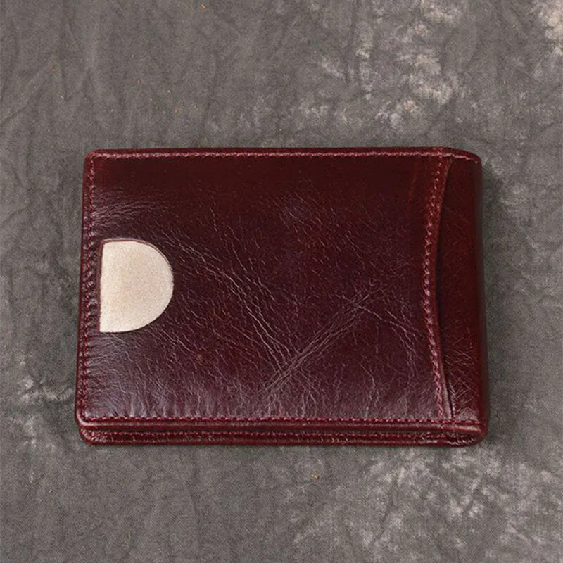 Men Genuine Leather RFID Anti-theft Antimagnetic Swipe Easy Carry Card Bag Money Clip Wallet